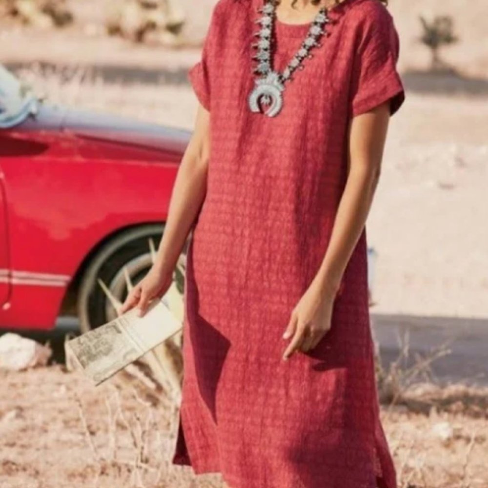 Soft Surroundings Brick Red Gauze Dress 1X